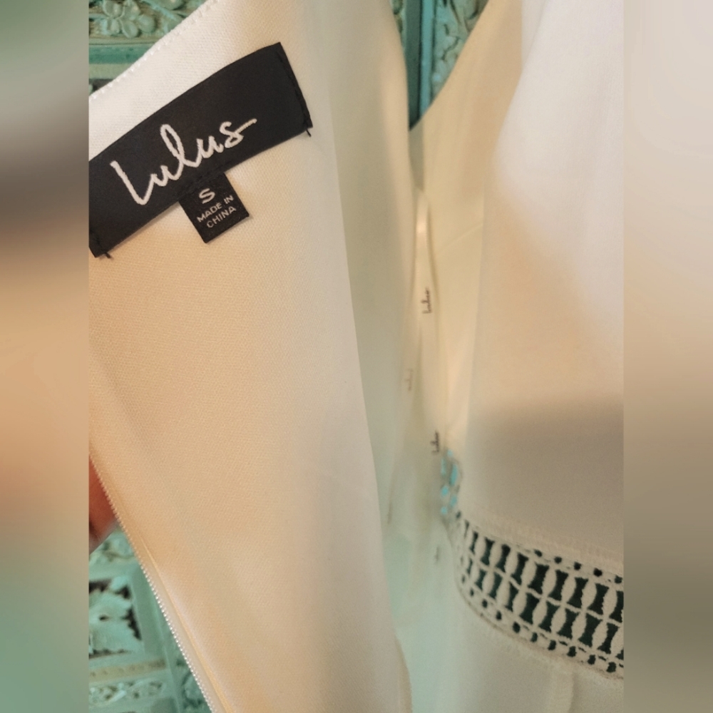 Lulu's | Martini Mama White Crochet Midi Dress | Sleeveless | Small - Picture 3 of 16